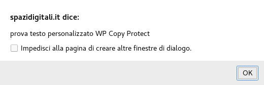 WP Copy Protect Alert message