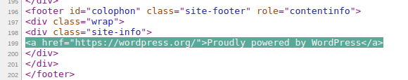Codice HTML che racchiude il contenuto del footer